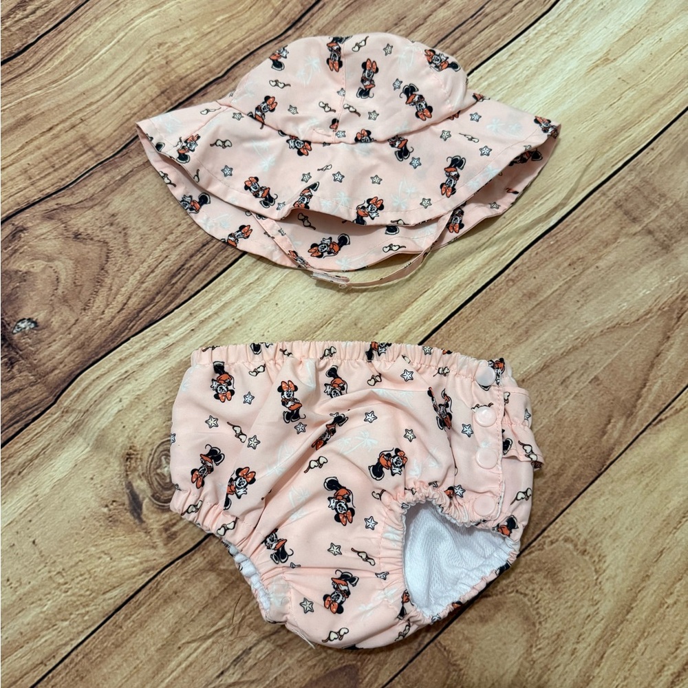 NEW! Disney Baby Minnie Mouse Sun Hat and Diaper Cover Set